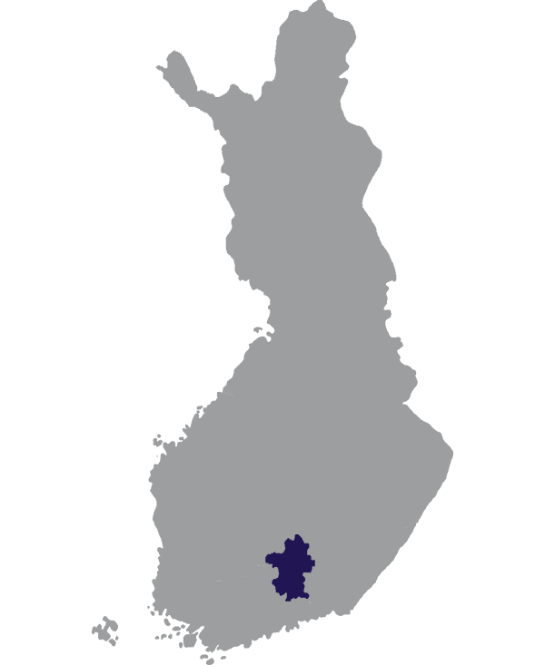 Landkaart Finland grijs met regio Päijät-Häme donkerblauw op transparante achtergrond - 600 * 733 pixels